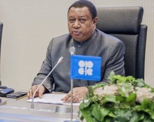 تصویر محمد بارکیندو مدیر اوپک پشت میز کنفرانس